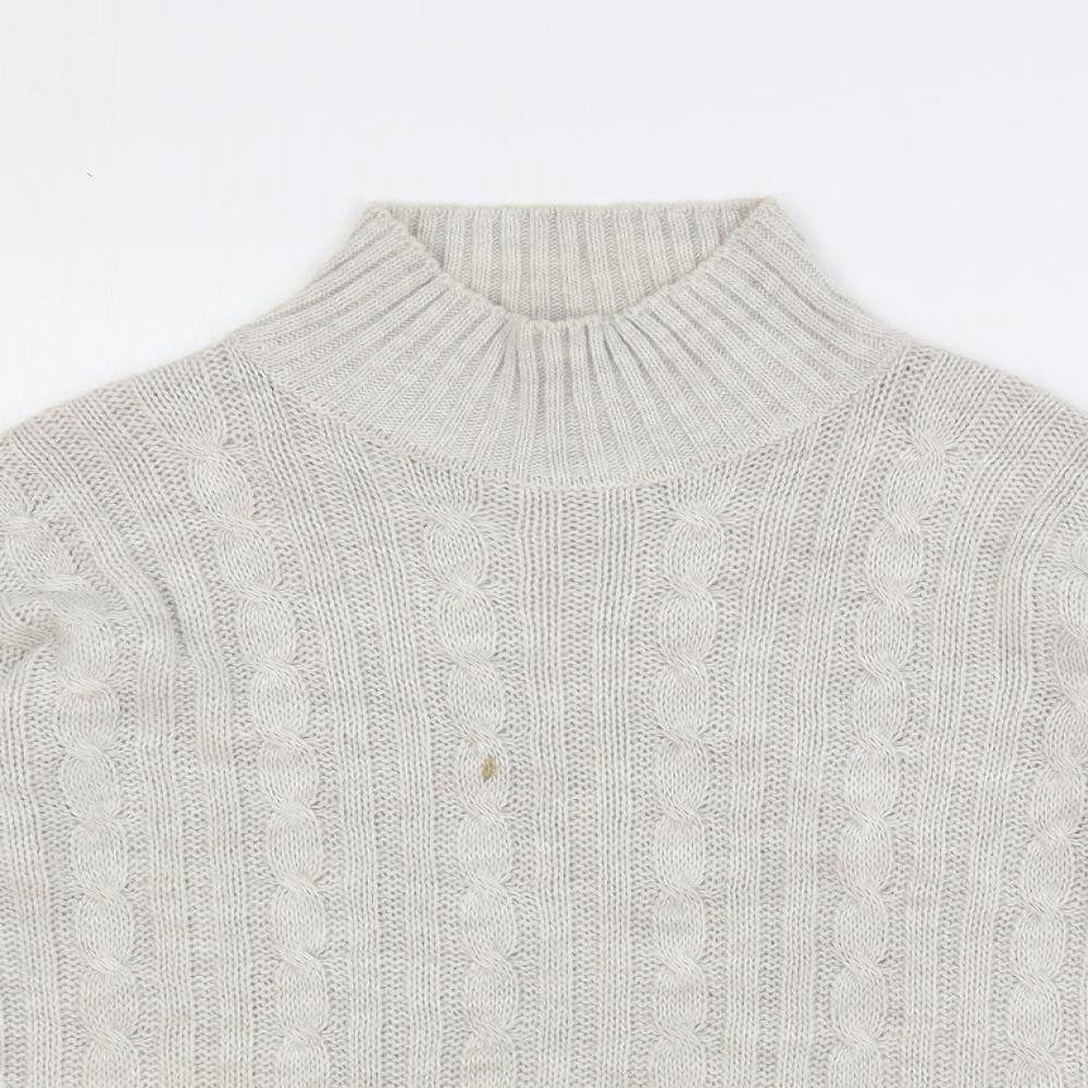 Luluna London Womens Grey Mock Neck Acrylic Pullover Jumper Size M