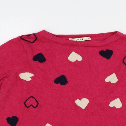 Womens UK Size XS Oasis Pink Pullover Jumper