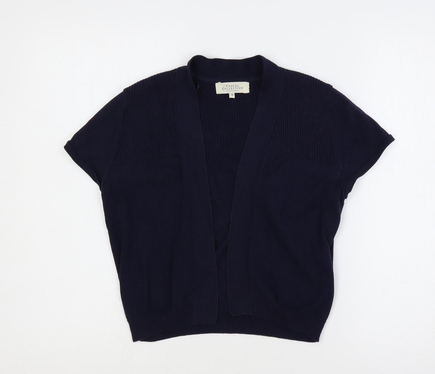 Casual Collection Womens Blue V-Neck Cotton Shrug Jumper Size 10 - Open