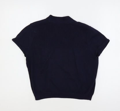 Casual Collection Womens Blue V-Neck Cotton Shrug Jumper Size 10 - Open