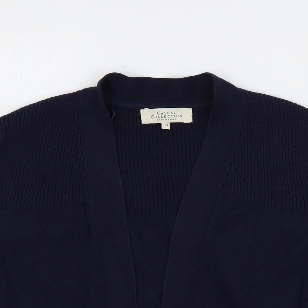 Casual Collection Womens Blue V-Neck Cotton Shrug Jumper Size 10 - Open