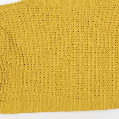 Moral Fibre Womens Yellow High Neck Polyester Pullover Jumper Size M