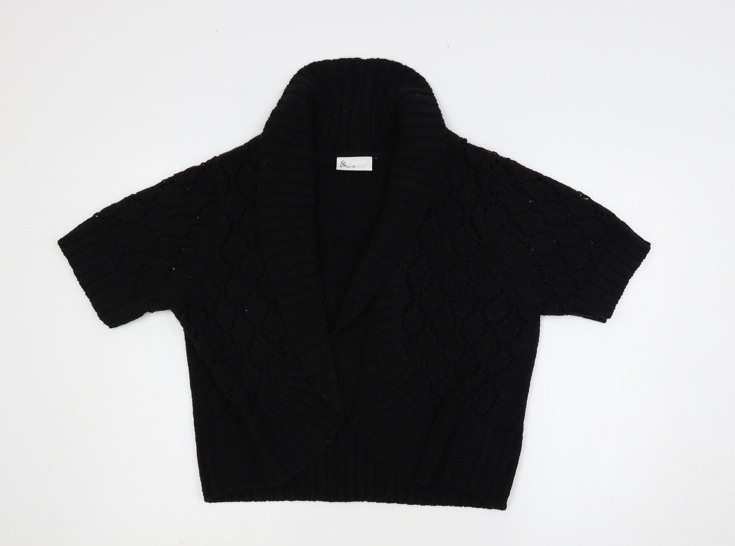 BHS Womens Black Collared Acrylic Cardigan Jumper Size 20