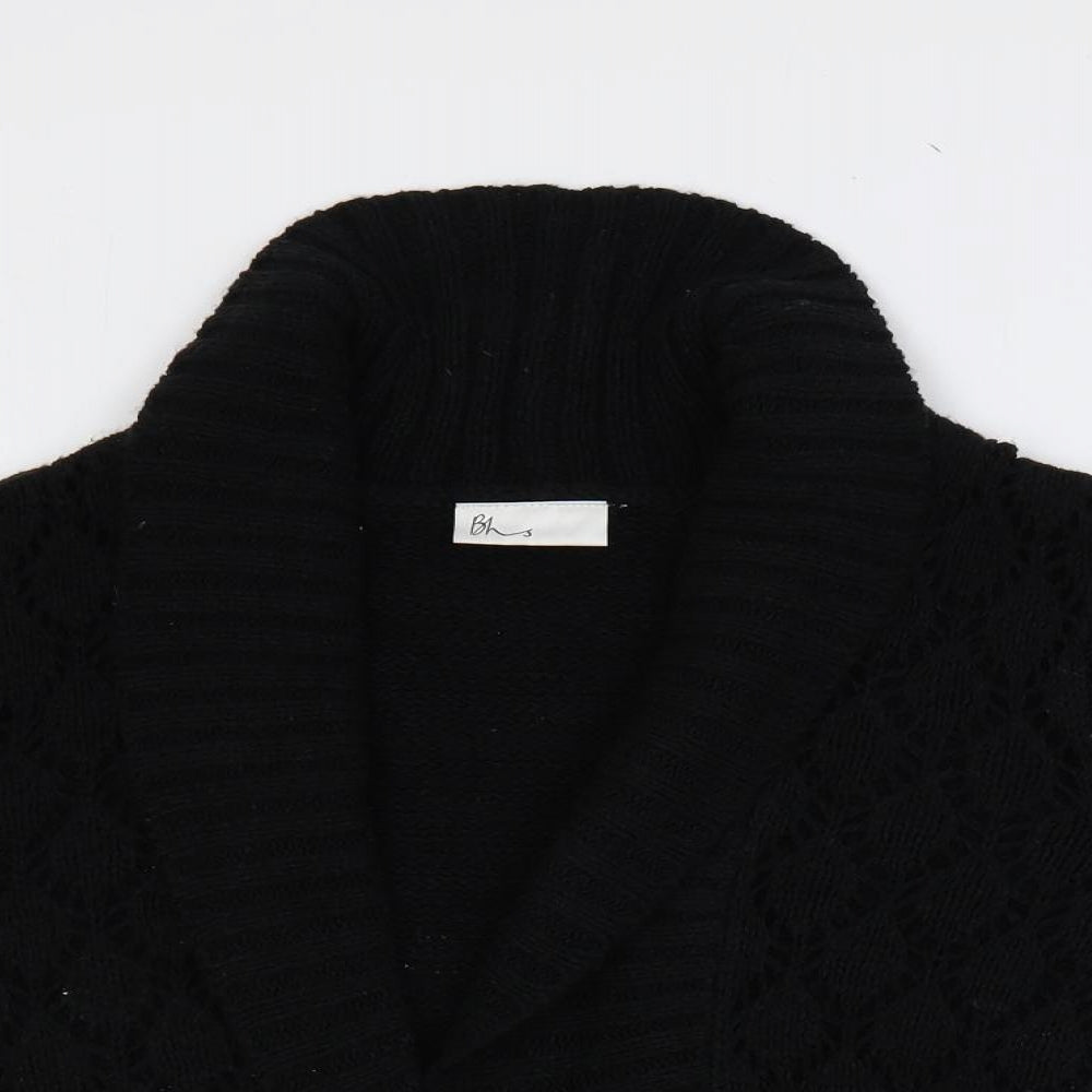 BHS Womens Black Collared Acrylic Cardigan Jumper Size 20