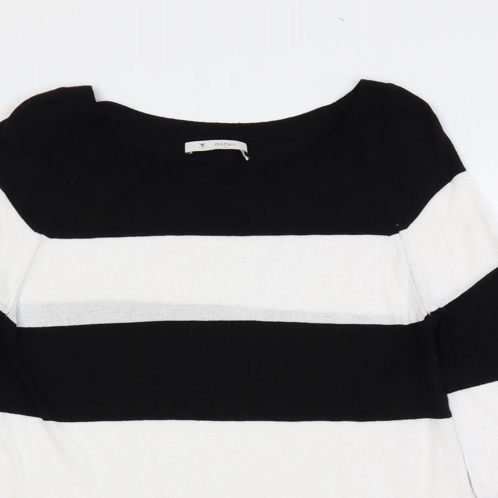 monari Womens Black Boat Neck Striped Viscose Pullover Jumper Size 12