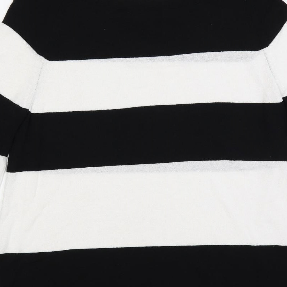 monari Womens Black Boat Neck Striped Viscose Pullover Jumper Size 12