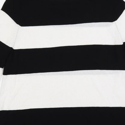 monari Womens Black Boat Neck Striped Viscose Pullover Jumper Size 12