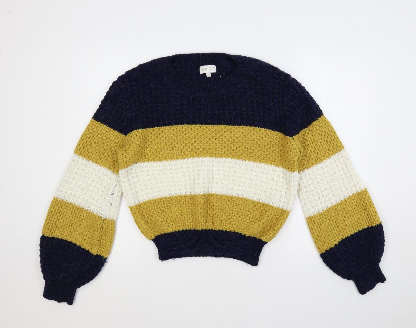 Apricot Womens Multicoloured Crew Neck Striped Acrylic Pullover Jumper Size 14