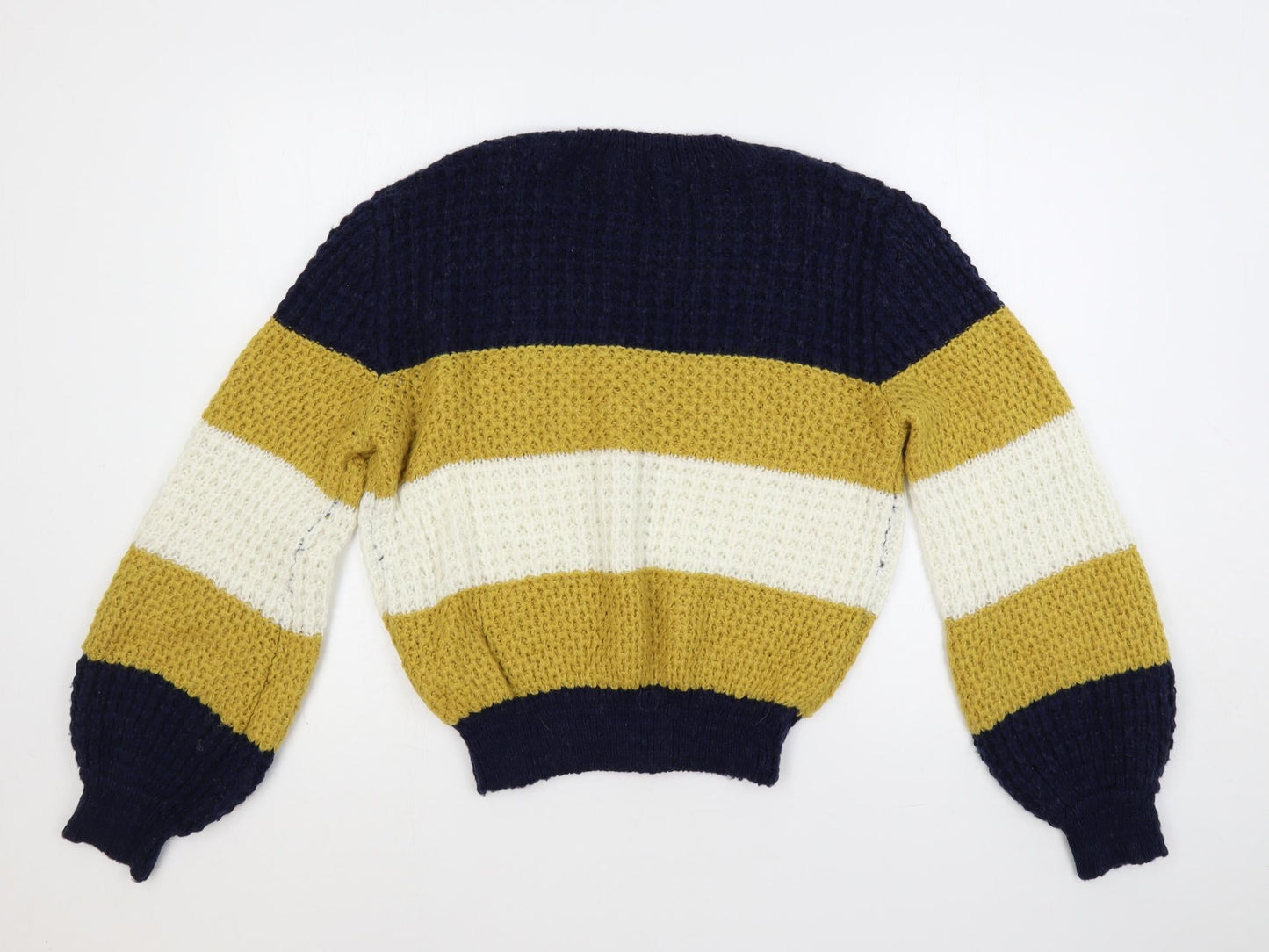 Apricot Womens Multicoloured Crew Neck Striped Acrylic Pullover Jumper Size 14