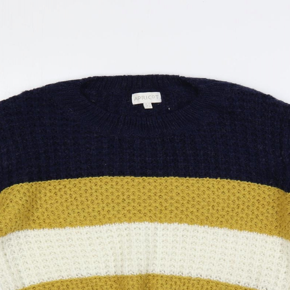 Apricot Womens Multicoloured Crew Neck Striped Acrylic Pullover Jumper Size 14