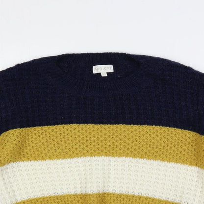 Apricot Womens Multicoloured Crew Neck Striped Acrylic Pullover Jumper Size 14