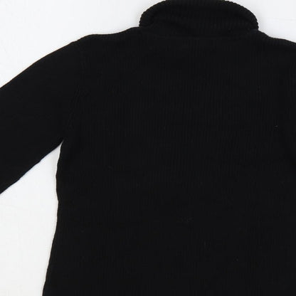 Gap Girls Black Roll Neck Cotton Pullover Jumper Size 8-9 Years Pullover - Ribbed