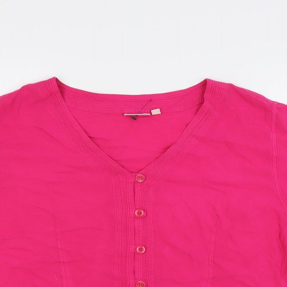Womens UK Size 16 EAST Pink Basic Button-Up