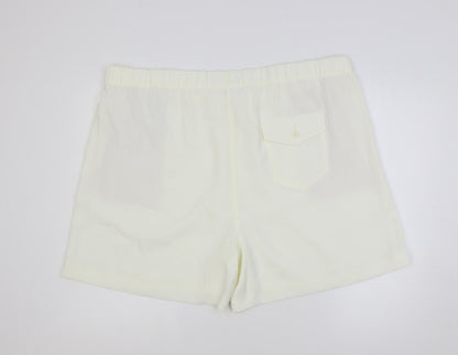 Marks and Spencer Womens Ivory Polyester Basic Shorts Size 24 L5 in Regular - Elastic Waist