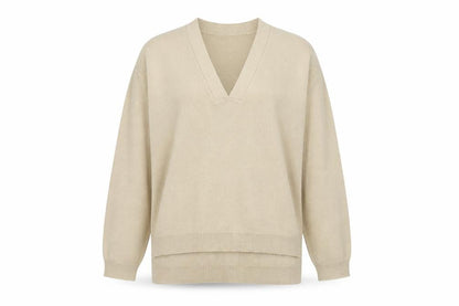 Rut&Circle Womens Brown V-Neck Acrylic Pullover Jumper Size M