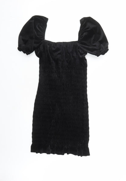 Divided by H&M Womens Black Polyester Bodycon Size S Square Neck Pullover