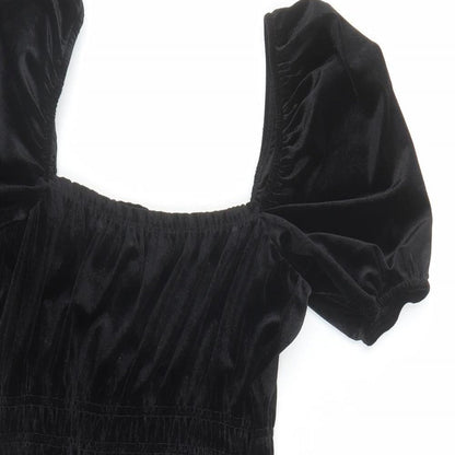 Divided by H&M Womens Black Polyester Bodycon Size S Square Neck Pullover