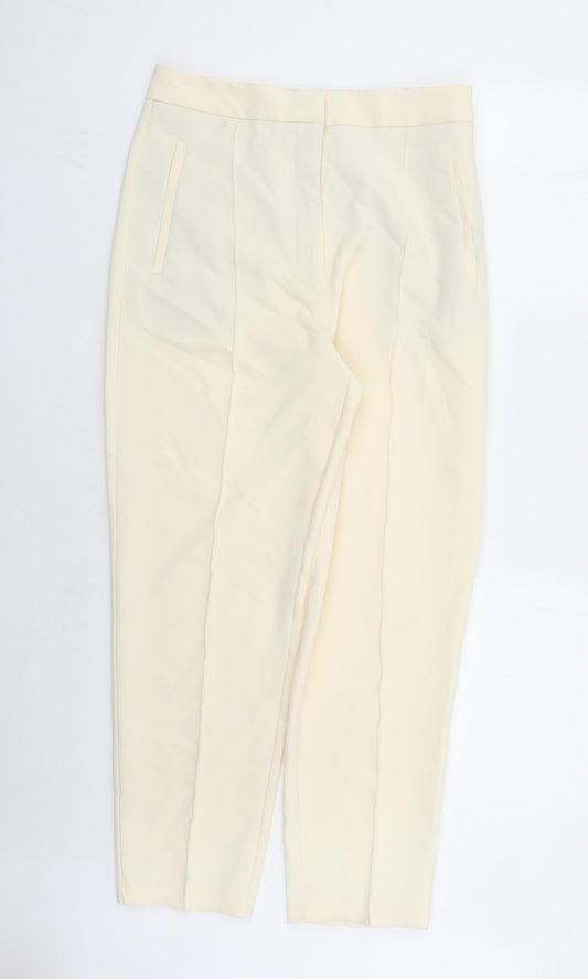 Womens UK Size L Zara Regular Fit  Ivory Trousers
