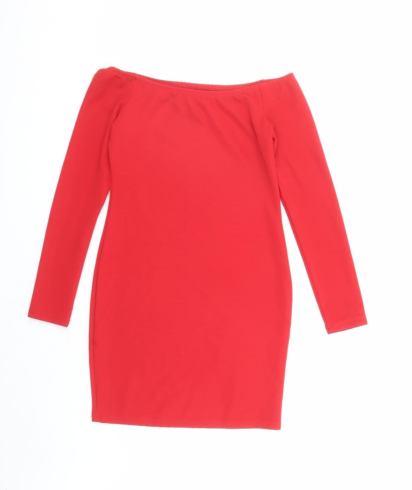 Glamorous Womens Red Polyester Bodycon Size S Off the Shoulder Pullover