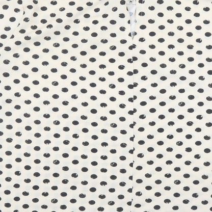 Boohoo Womens Beige Polka Dot Polyester Basic Blouse Size 12 Mock Neck