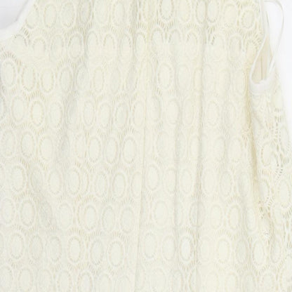 Miss Selfridge Womens Ivory Geometric Polyamide A-Line Size 10 Round Neck Zip