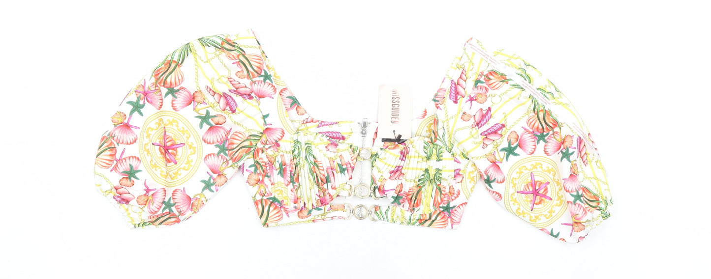 Womens UK Size 8 Missguided Multicoloured Cropped Blouse