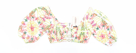 Womens UK Size 8 Missguided Multicoloured Cropped Blouse