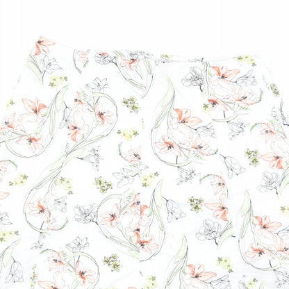 Classic Womens White Floral Polyester Swing Skirt Size 32 in Zip