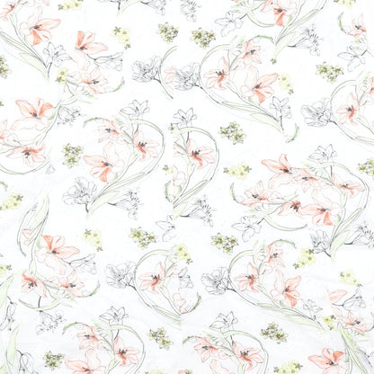 Classic Womens White Floral Polyester Swing Skirt Size 32 in Zip