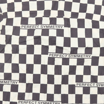 H&M Mens Brown Check Cotton Button-Up Size S Collared Button - Oversized