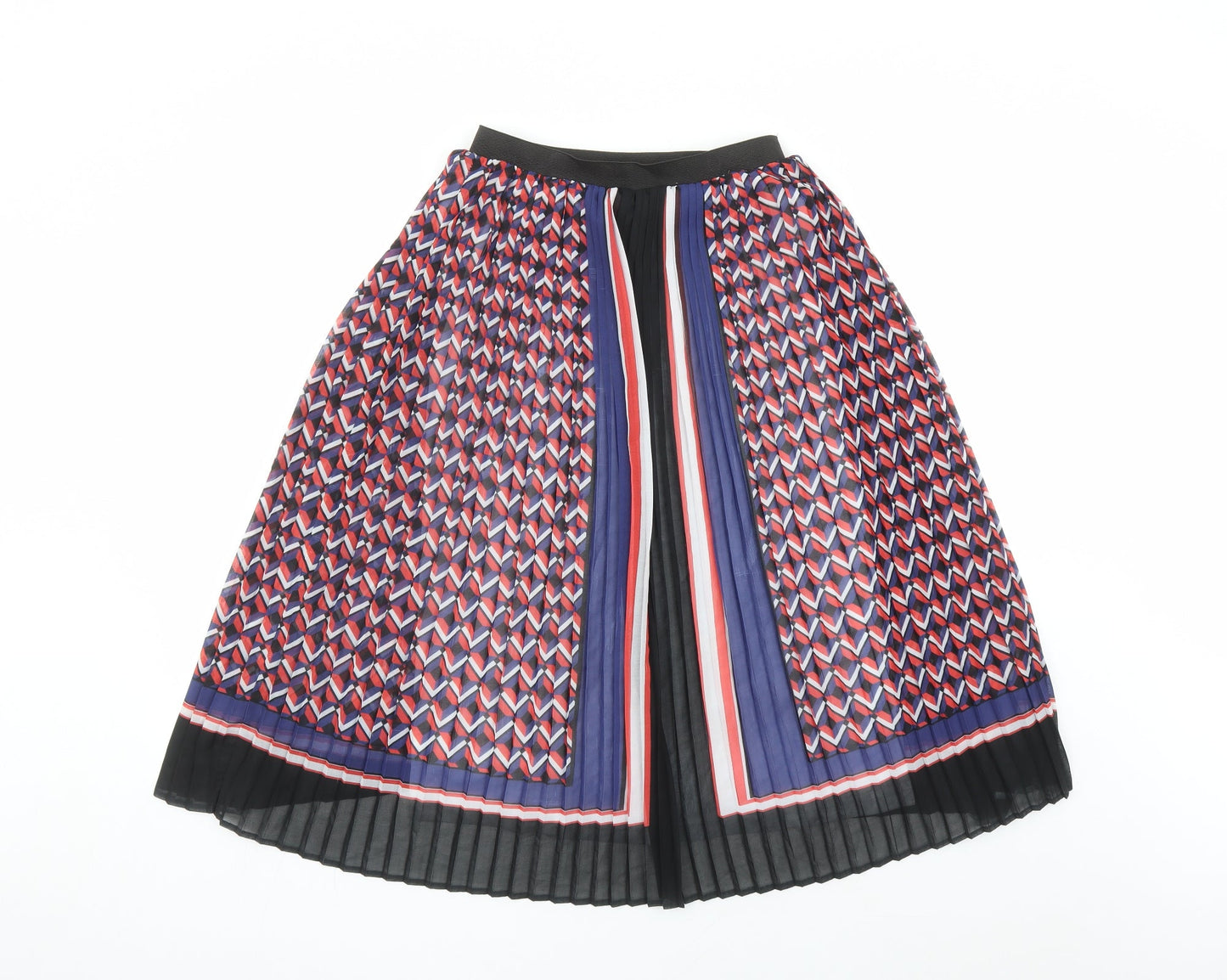 Lipsy Womens Multicoloured Geometric Polyester Pleated Skirt Size 6 - Elasticated Waist