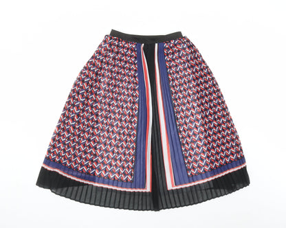 Lipsy Womens Multicoloured Geometric Polyester Pleated Skirt Size 6 - Elasticated Waist