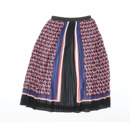 Lipsy Womens Multicoloured Geometric Polyester Pleated Skirt Size 6 - Elasticated Waist