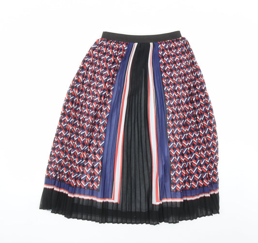 Lipsy Womens Multicoloured Geometric Polyester Pleated Skirt Size 6 - Elasticated Waist