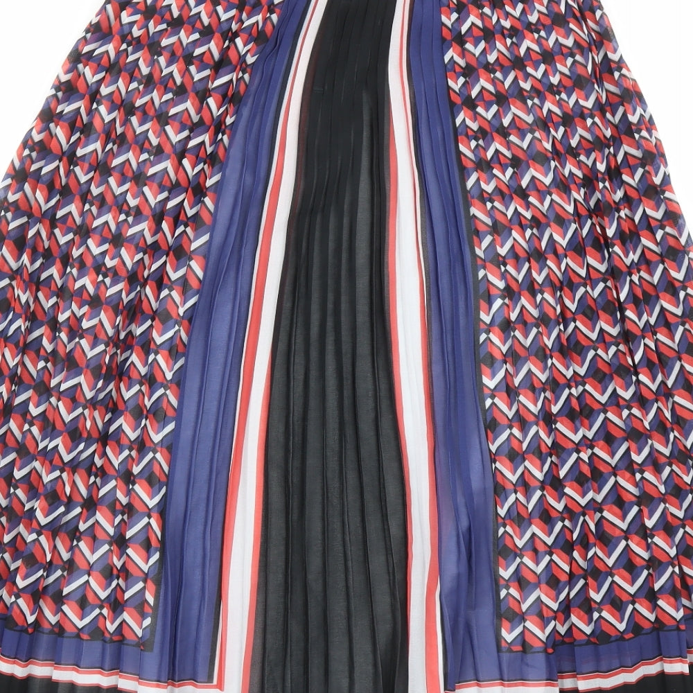 Lipsy Womens Multicoloured Geometric Polyester Pleated Skirt Size 6 - Elasticated Waist