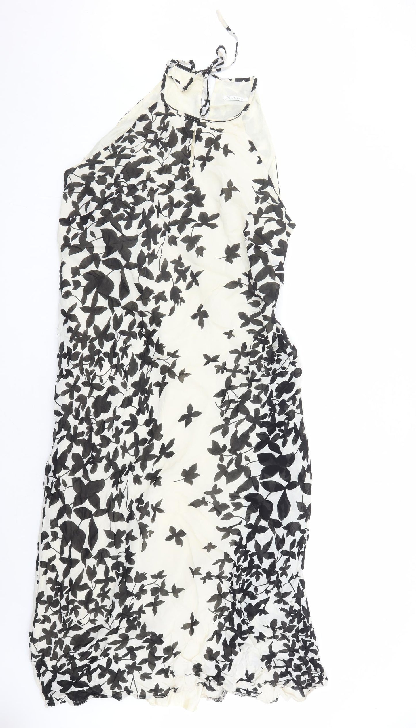 Berkertex Womens Ivory Floral Viscose A-Line Size 22 Round Neck Pullover