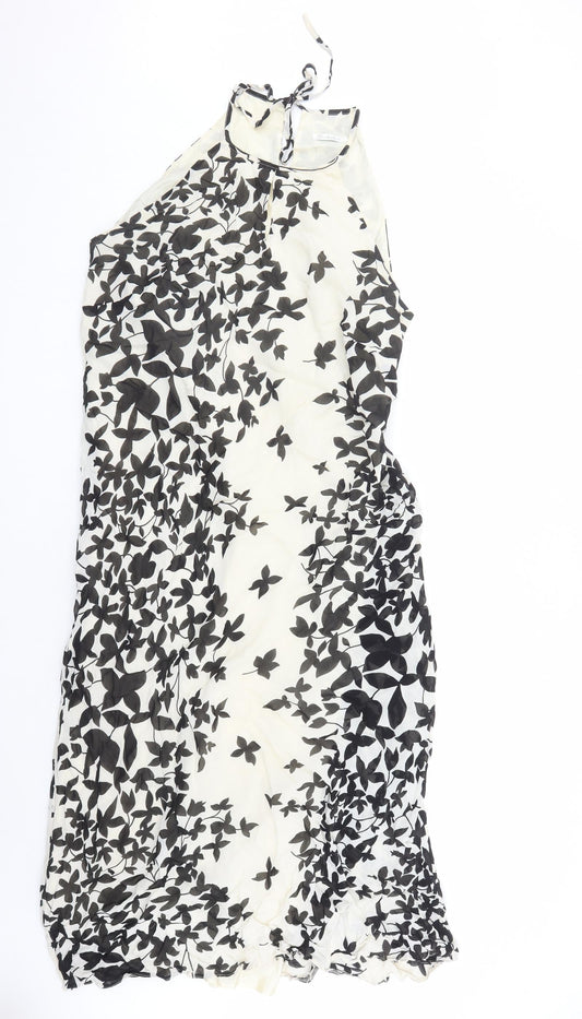 Berkertex Womens Ivory Floral Viscose A-Line Size 22 Round Neck Pullover