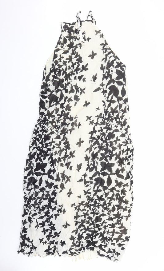 Berkertex Womens Ivory Floral Viscose A-Line Size 22 Round Neck Pullover