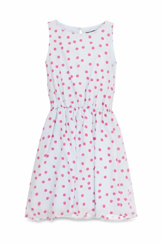 Closet Womens Blue Polka Dot Polyester Fit & Flare Size 8 Boat Neck Button