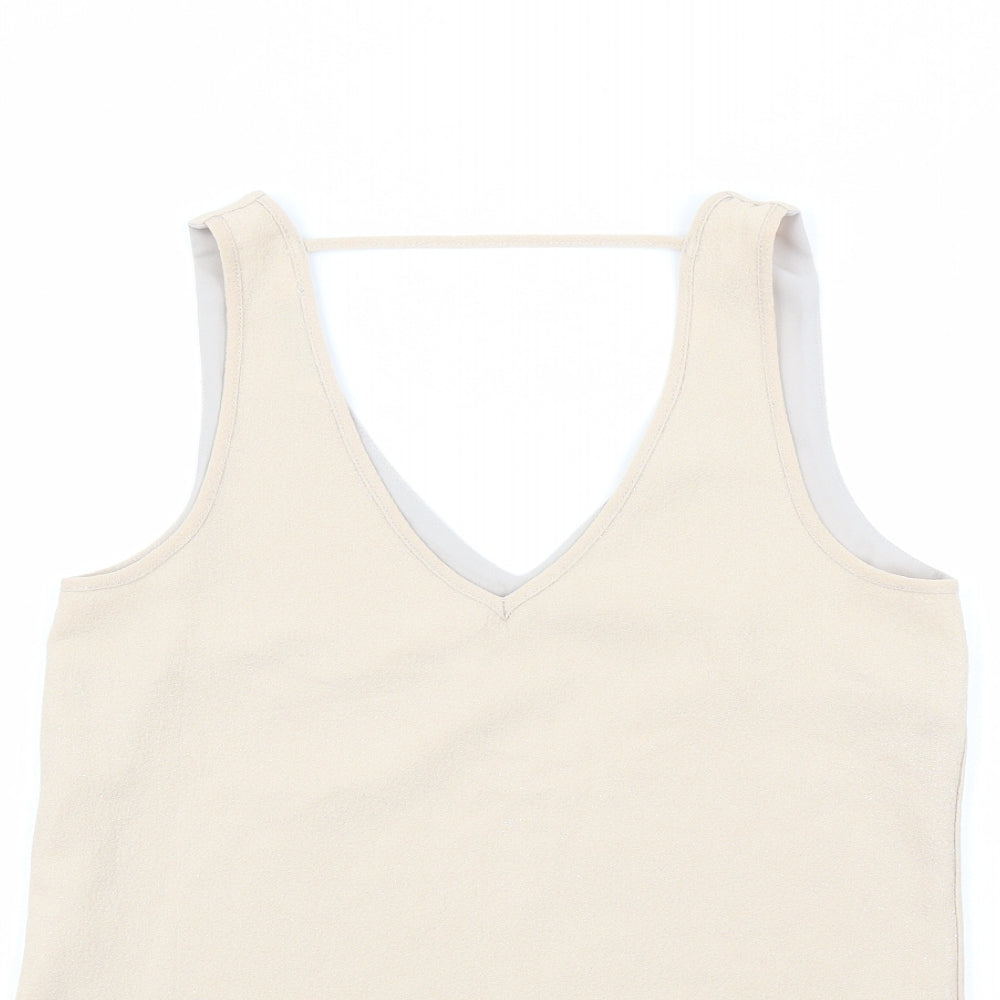 Womens UK Size 8 Oasis Beige Basic Tank