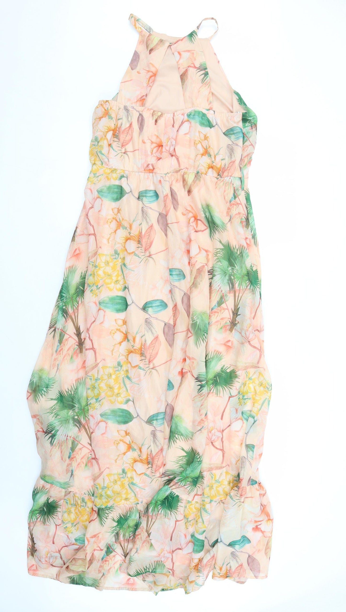 Dorothy Perkins Womens Orange Floral Polyester Maxi Size 10 Round Neck Button