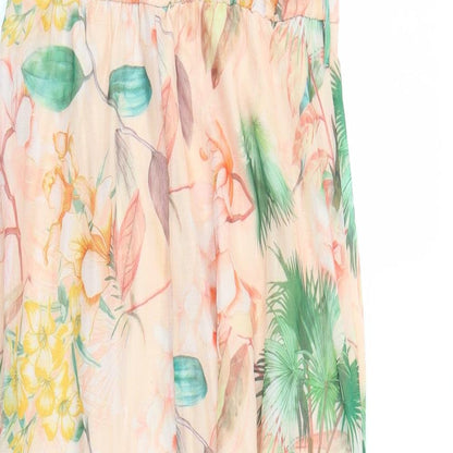 Dorothy Perkins Womens Orange Floral Polyester Maxi Size 10 Round Neck Button