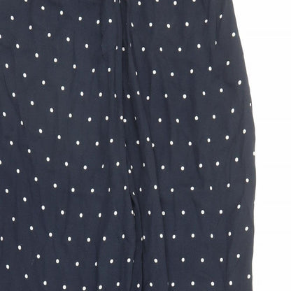 Phase Eight Womens Blue Polka Dot Viscose Cropped Trousers Size 8 L23 in Regular - Elasticated Waist