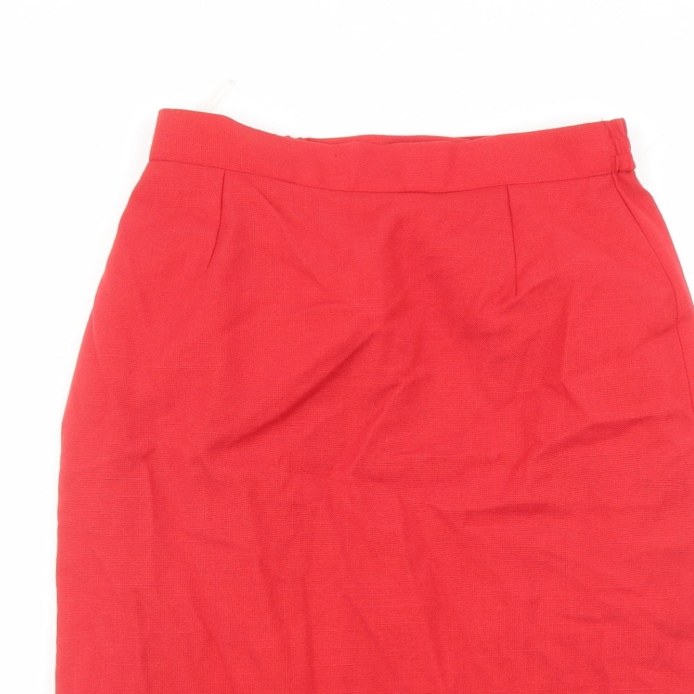 First Avenue Womens Red Polyester A-Line Skirt Size 14 Zip - Elasticated Waist