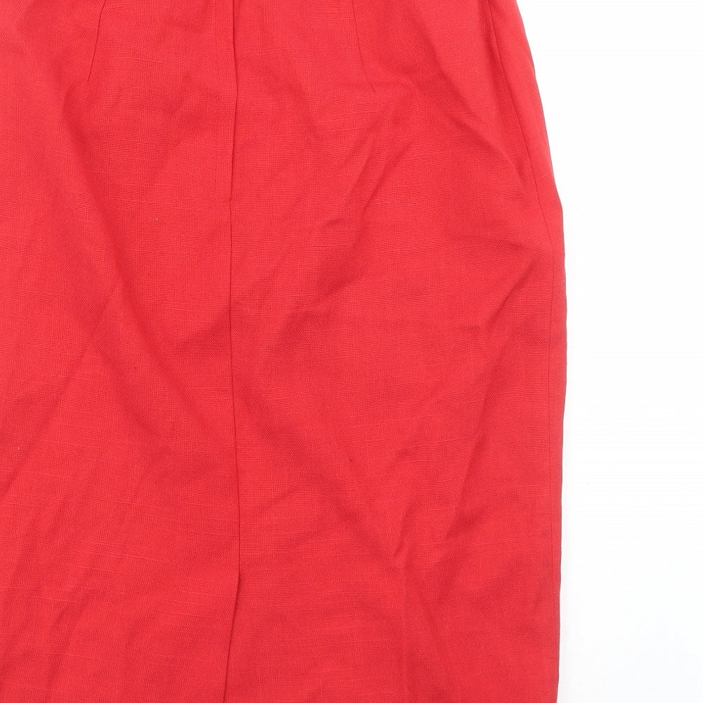 First Avenue Womens Red Polyester A-Line Skirt Size 14 Zip - Elasticated Waist