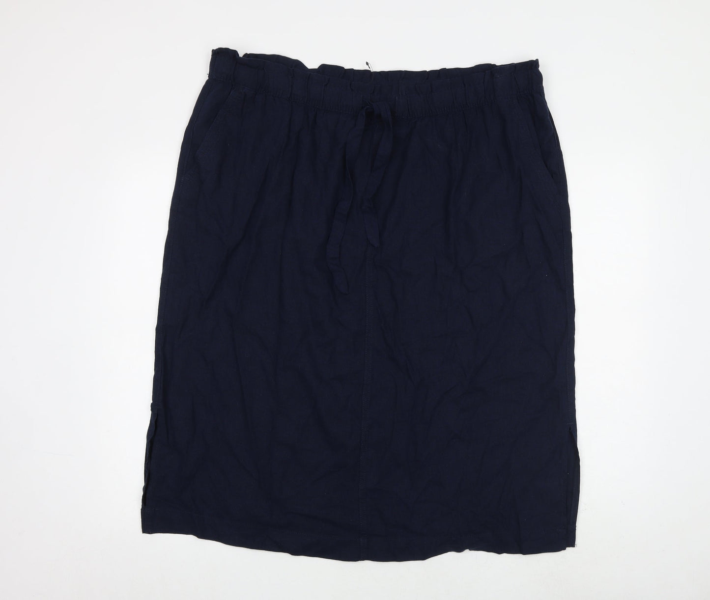 Marks and Spencer Womens Blue Flax A-Line Skirt Size 22 Tie
