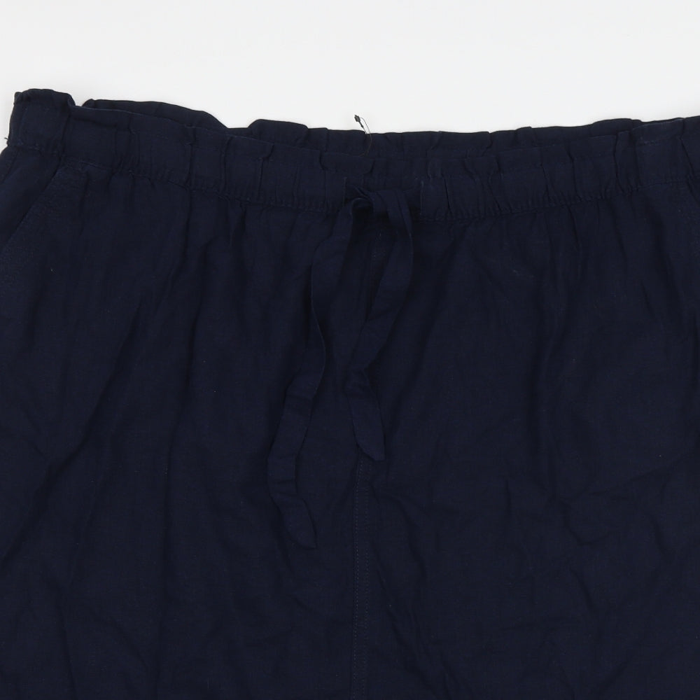 Marks and Spencer Womens Blue Flax A-Line Skirt Size 22 Tie