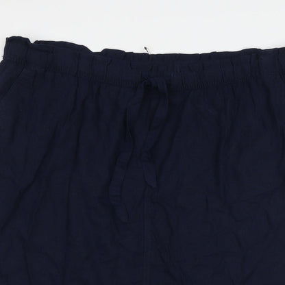 Marks and Spencer Womens Blue Flax A-Line Skirt Size 22 Tie