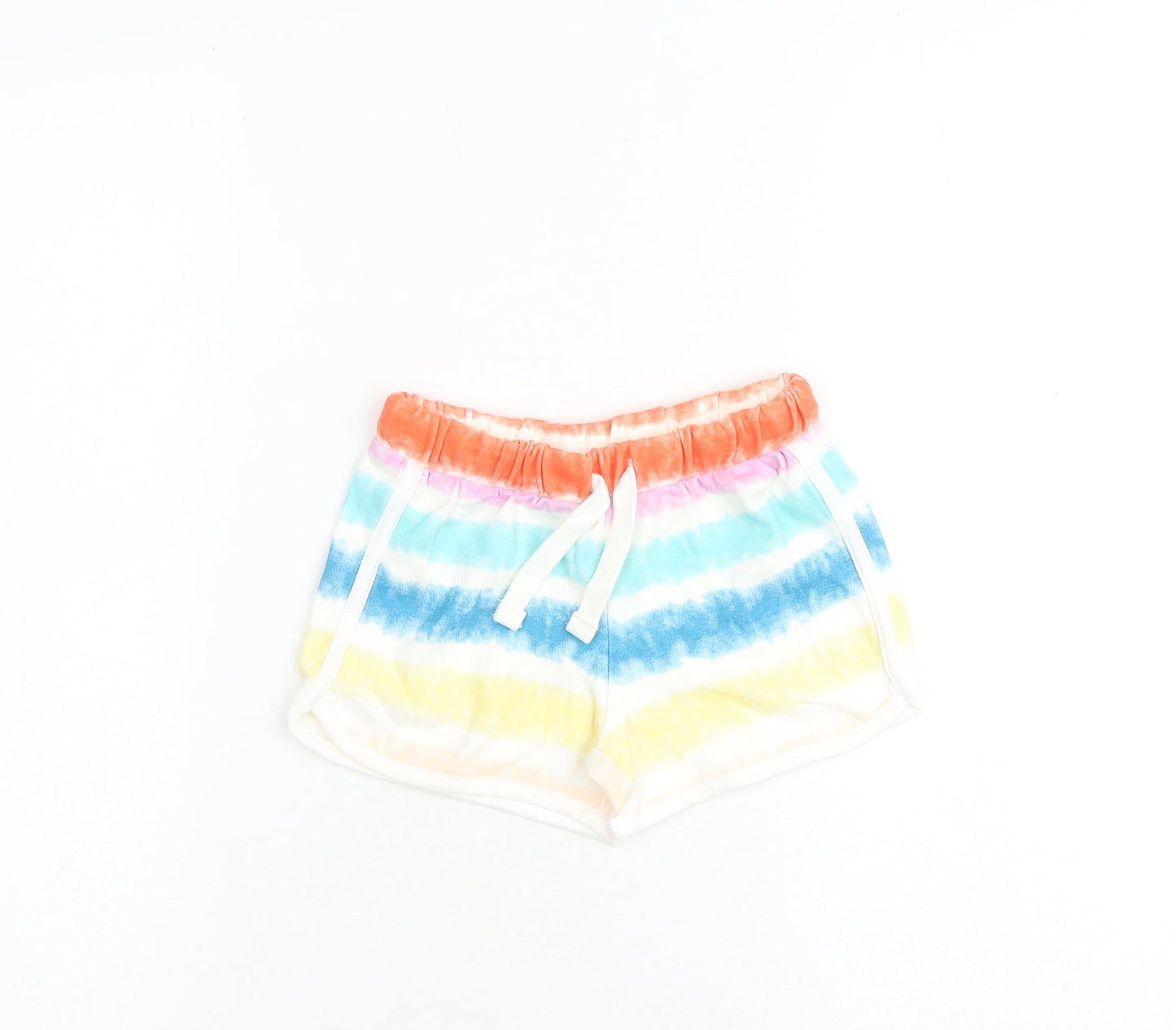 Marks and Spencer Girls Multicoloured 100% Cotton Sweat Shorts Size 4-5 Years Regular Tie