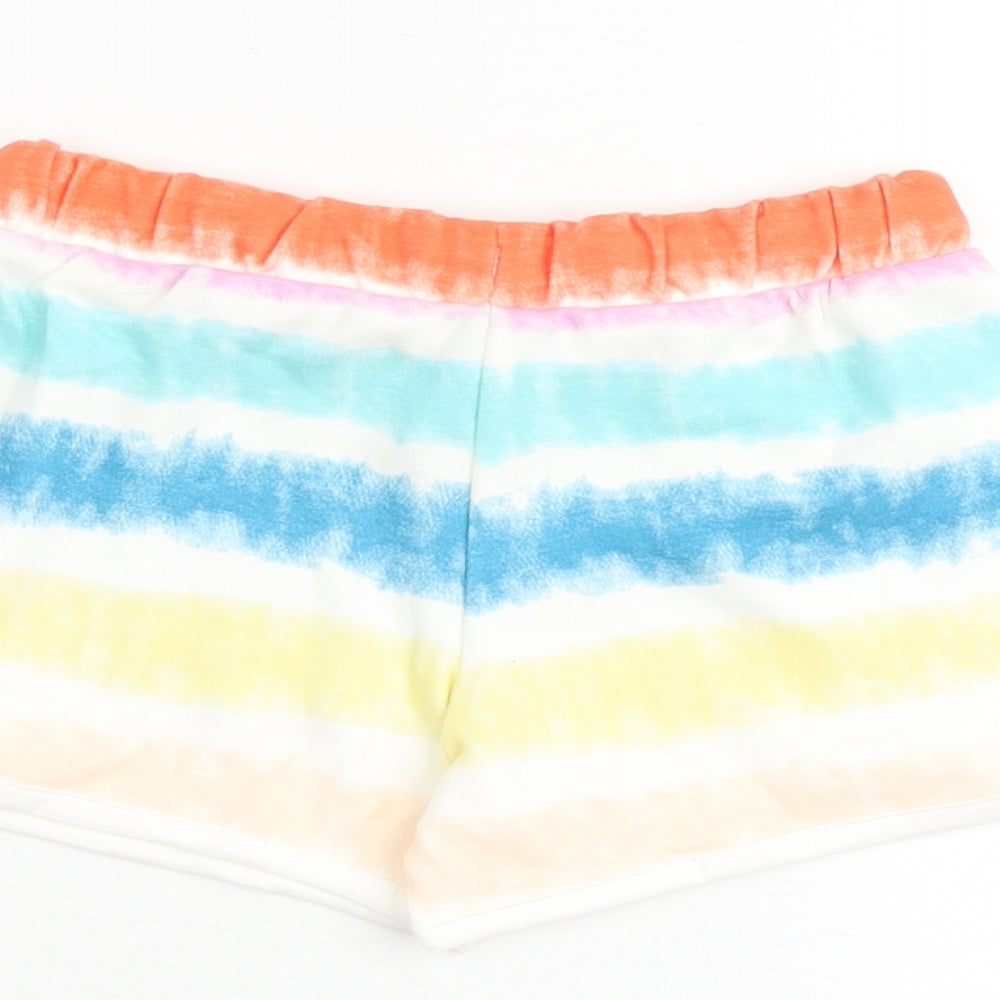 Marks and Spencer Girls Multicoloured 100% Cotton Sweat Shorts Size 4-5 Years Regular Tie